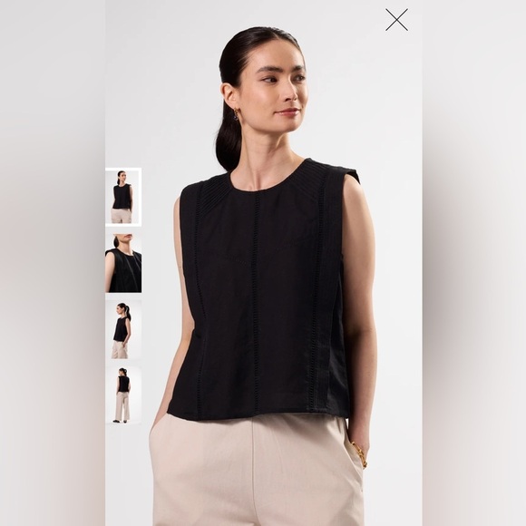 Amour Vert Black Detailed Tank Top, Medium, NWT - Picture 1 of 10